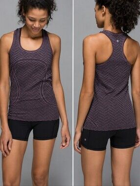 Lululemon Swiftly Tech Racerback Tank Top Heathered Black Cherry Size 4